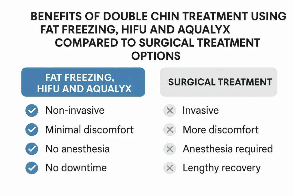 Graphic about the benefits of double chin treatment Walton-on-Thames - from LA LIPO