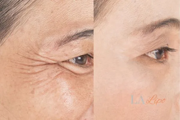 Before and after results of woman - HI-fu wrinkles reduction treatment Walton-on-Thames