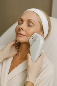Woman receiving HIFU non surgical facelift treatment Walton-on-Thames