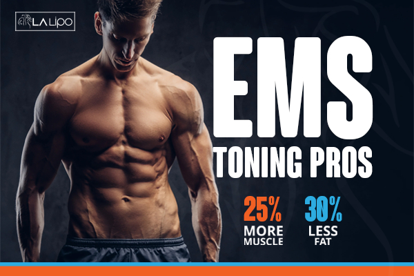 Graphic of man with toned body showing the benefits of LA-EMS Body Sculpting Walton-on-Thames treatment